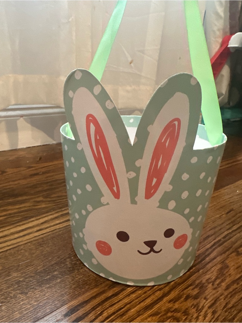 Spritz Mint Bunny Treat Bucket with Pink Accents